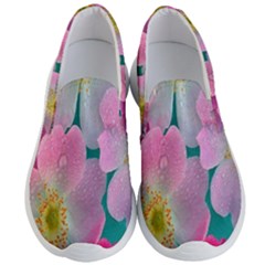 Pink Neon Flowers, Flower Men s Lightweight Slip Ons by nateshop