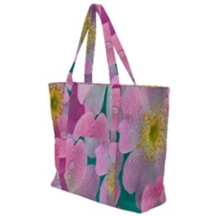 Pink Neon Flowers, Flower Zip Up Canvas Bag