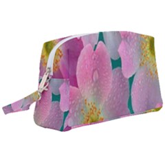 Pink Neon Flowers, Flower Wristlet Pouch Bag (large) by nateshop