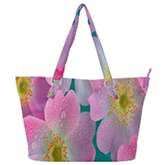 Pink Neon Flowers, Flower Full Print Shoulder Bag by nateshop