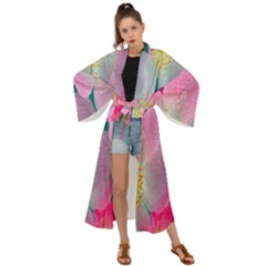 Pink Neon Flowers, Flower Maxi Kimono by nateshop