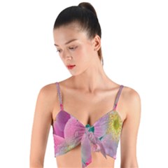 Pink Neon Flowers, Flower Woven Tie Front Bralet by nateshop