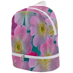 Pink Neon Flowers, Flower Zip Bottom Backpack by nateshop