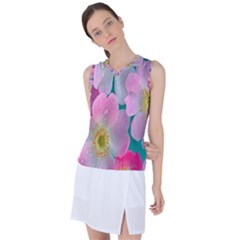 Pink Neon Flowers, Flower Women s Sleeveless Sports Top by nateshop