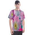 Pink Neon Flowers, Flower Men s Polo T-Shirt View1