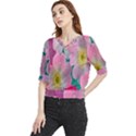 Pink Neon Flowers, Flower Quarter Sleeve Blouse View1