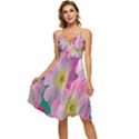 Pink Neon Flowers, Flower Sleeveless Tie Front Chiffon Dress View1