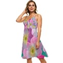 Pink Neon Flowers, Flower Sleeveless Tie Front Chiffon Dress View2