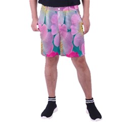 Pink Neon Flowers, Flower Men s Pocket Shorts by nateshop