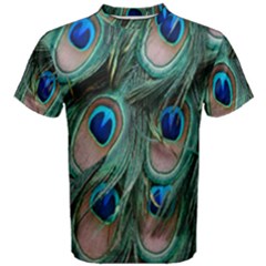 Peacock-feathers,blue2 Men s Cotton T-shirt by nateshop