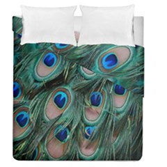 Peacock-feathers,blue2 Duvet Cover Double Side (queen Size) by nateshop