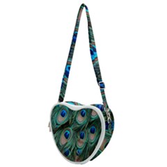 Peacock-feathers,blue2 Heart Shoulder Bag by nateshop