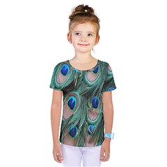 Peacock-feathers,blue2 Kids  One Piece T-shirt