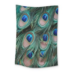 Peacock-feathers,blue2 Small Tapestry by nateshop