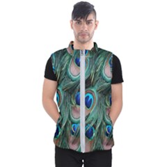 Peacock-feathers,blue2 Men s Puffer Vest by nateshop