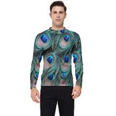 Peacock-feathers,blue2 Men s Long Sleeve Rash Guard by nateshop