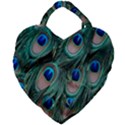 Peacock-feathers,blue2 Giant Heart Shaped Tote View1