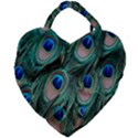 Peacock-feathers,blue2 Giant Heart Shaped Tote View2