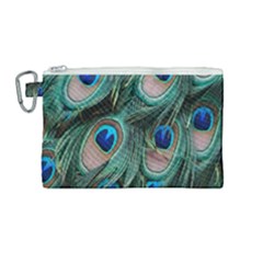 Peacock-feathers,blue2 Canvas Cosmetic Bag (medium) by nateshop