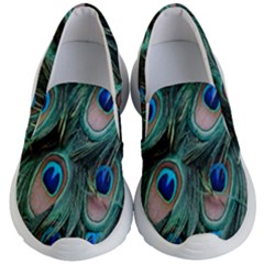 Peacock-feathers,blue2 Kids Lightweight Slip Ons by nateshop