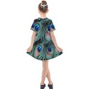 Peacock-feathers,blue2 Kids  Short Sleeve Shirt Dress View2