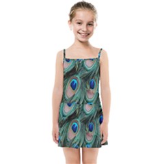 Peacock-feathers,blue2 Kids  Summer Sun Dress by nateshop