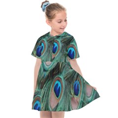 Peacock-feathers,blue2 Kids  Sailor Dress by nateshop