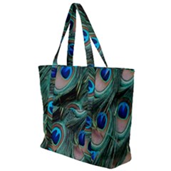 Peacock-feathers,blue2 Zip Up Canvas Bag by nateshop