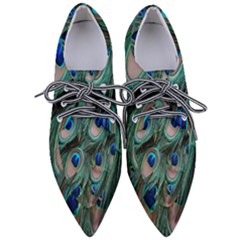 Peacock-feathers,blue2 Pointed Oxford Shoes by nateshop