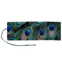 Peacock-feathers,blue2 Roll Up Canvas Pencil Holder (m) by nateshop