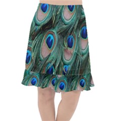 Peacock-feathers,blue2 Fishtail Chiffon Skirt by nateshop