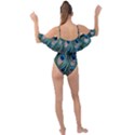 Peacock-feathers,blue2 Drape Piece Swimsuit View2