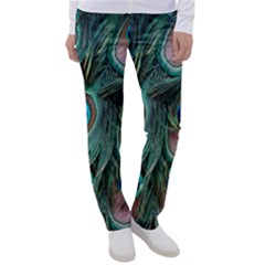 Peacock-feathers,blue2 Women s Casual Pants by nateshop