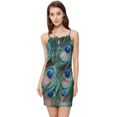 Peacock-feathers,blue2 Summer Tie Front Dress by nateshop