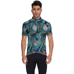 Peacock-feathers,blue2 Men s Short Sleeve Cycling Jersey by nateshop