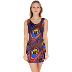 Peacock-feathers,blue,yellow Bodycon Dress by nateshop