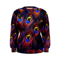 Peacock-feathers,blue,yellow Women s Sweatshirt by nateshop