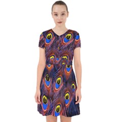 Peacock-feathers,blue,yellow Adorable In Chiffon Dress by nateshop