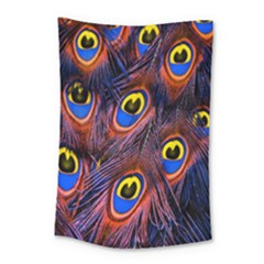 Peacock-feathers,blue,yellow Small Tapestry