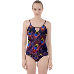 Peacock-feathers,blue,yellow Cut Out Top Tankini Set by nateshop