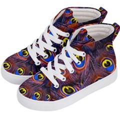 Peacock-feathers,blue,yellow Kids  Hi-top Skate Sneakers by nateshop