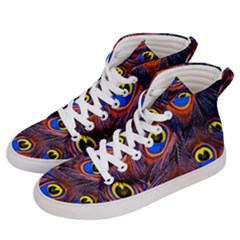 Peacock-feathers,blue,yellow Men s Hi-top Skate Sneakers by nateshop