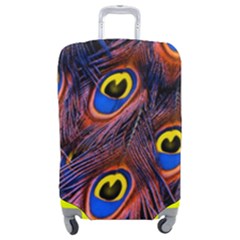 Peacock-feathers,blue,yellow Luggage Cover (medium) by nateshop