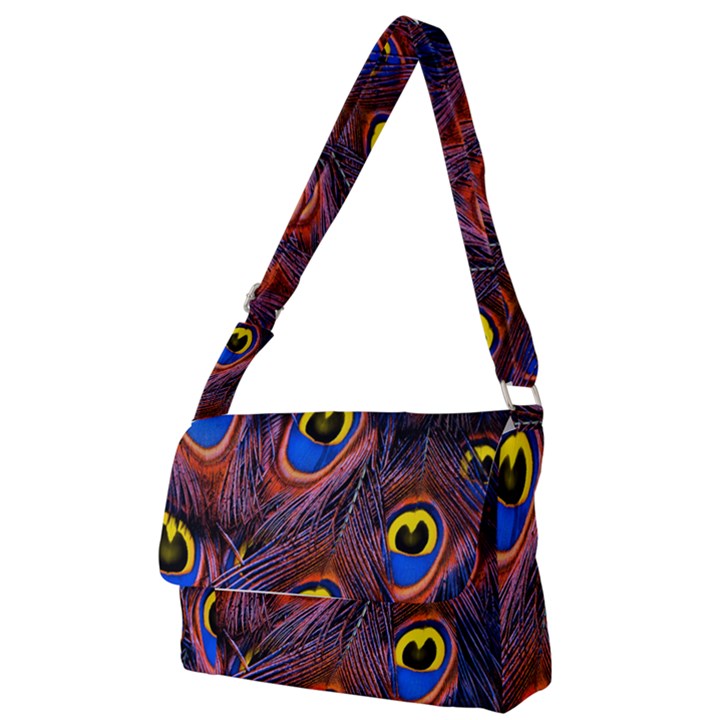 Peacock-feathers,blue,yellow Full Print Messenger Bag (S)