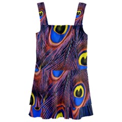 Peacock-feathers,blue,yellow Kids  Layered Skirt Swimsuit