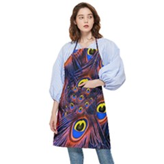 Peacock-feathers,blue,yellow Pocket Apron by nateshop