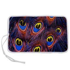 Peacock-feathers,blue,yellow Pen Storage Case (l) by nateshop