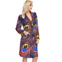 Peacock-feathers,blue,yellow Long Sleeve Velvet Robe View3