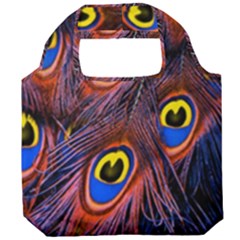 Peacock-feathers,blue,yellow Foldable Grocery Recycle Bag by nateshop