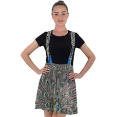 Peacock-feathers1 Velvet Suspender Skater Skirt by nateshop